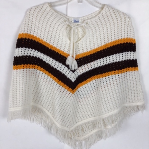 VINTAGE WINTUK WHITE IVORY PONCHO CAPE - Picture 1 of 5
